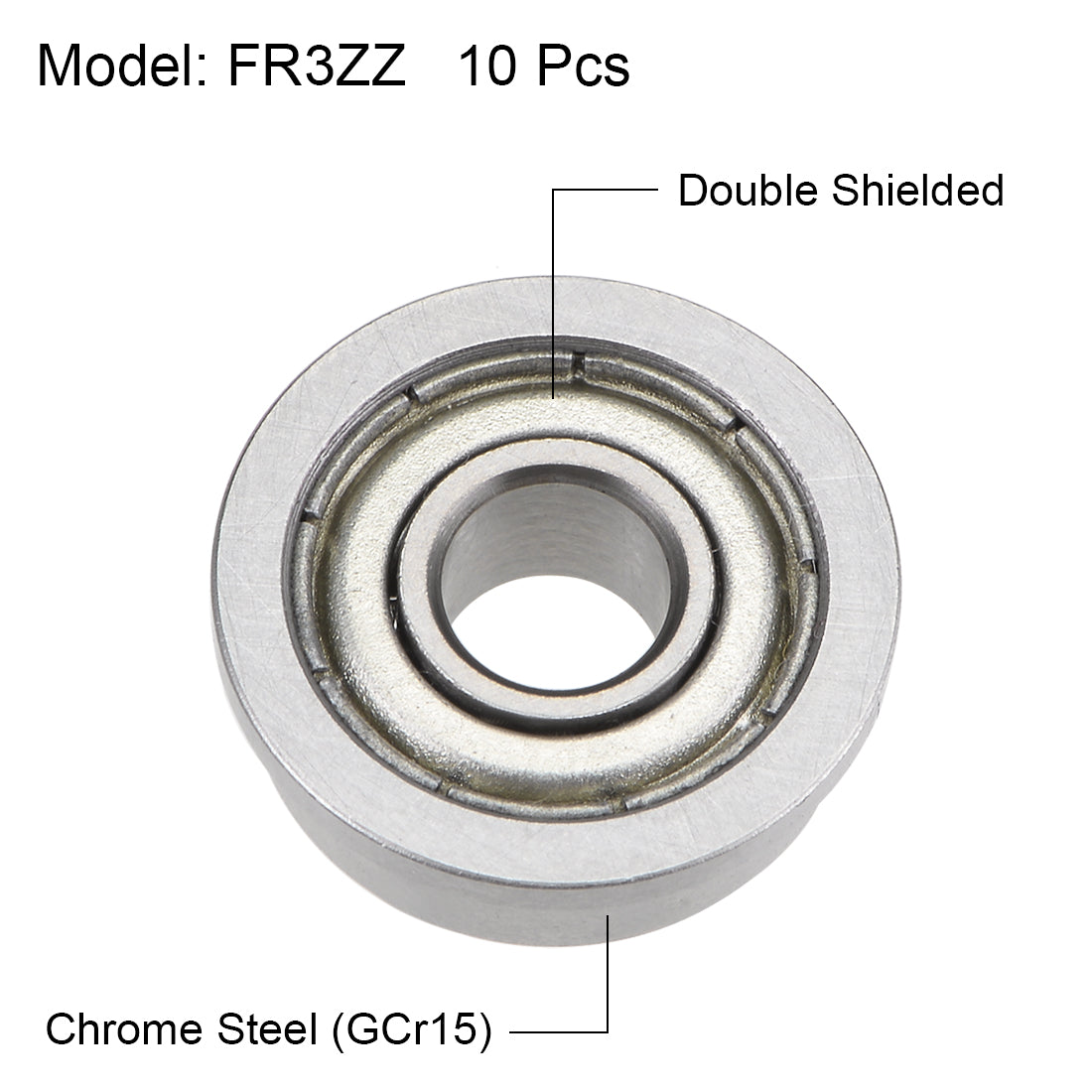 uxcell Uxcell FR3ZZ Ball Bearings Z2 3/16"x1/2"x0.196" Double Shielded Chrome Steel 10pcs
