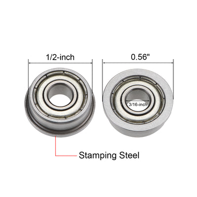 Harfington Uxcell FR3ZZ Ball Bearings Z2 3/16"x1/2"x0.196" Double Shielded Chrome Steel 10pcs