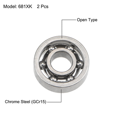 Harfington Miniature Deep Groove Ball Bearings Open Type Chrome Steel Bearings