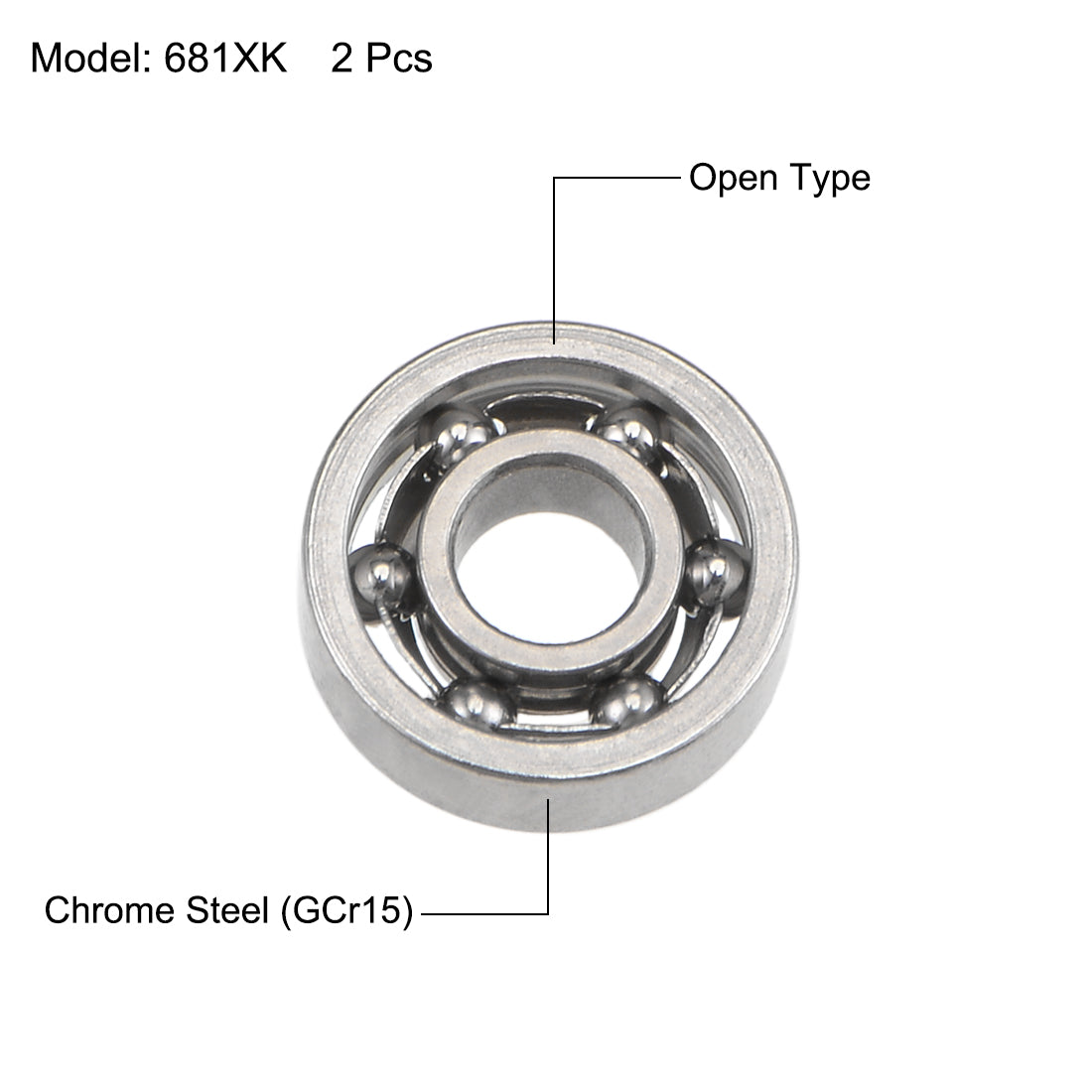 uxcell Miniature Deep Groove Ball Bearings Open Type Chrome Steel Bearings