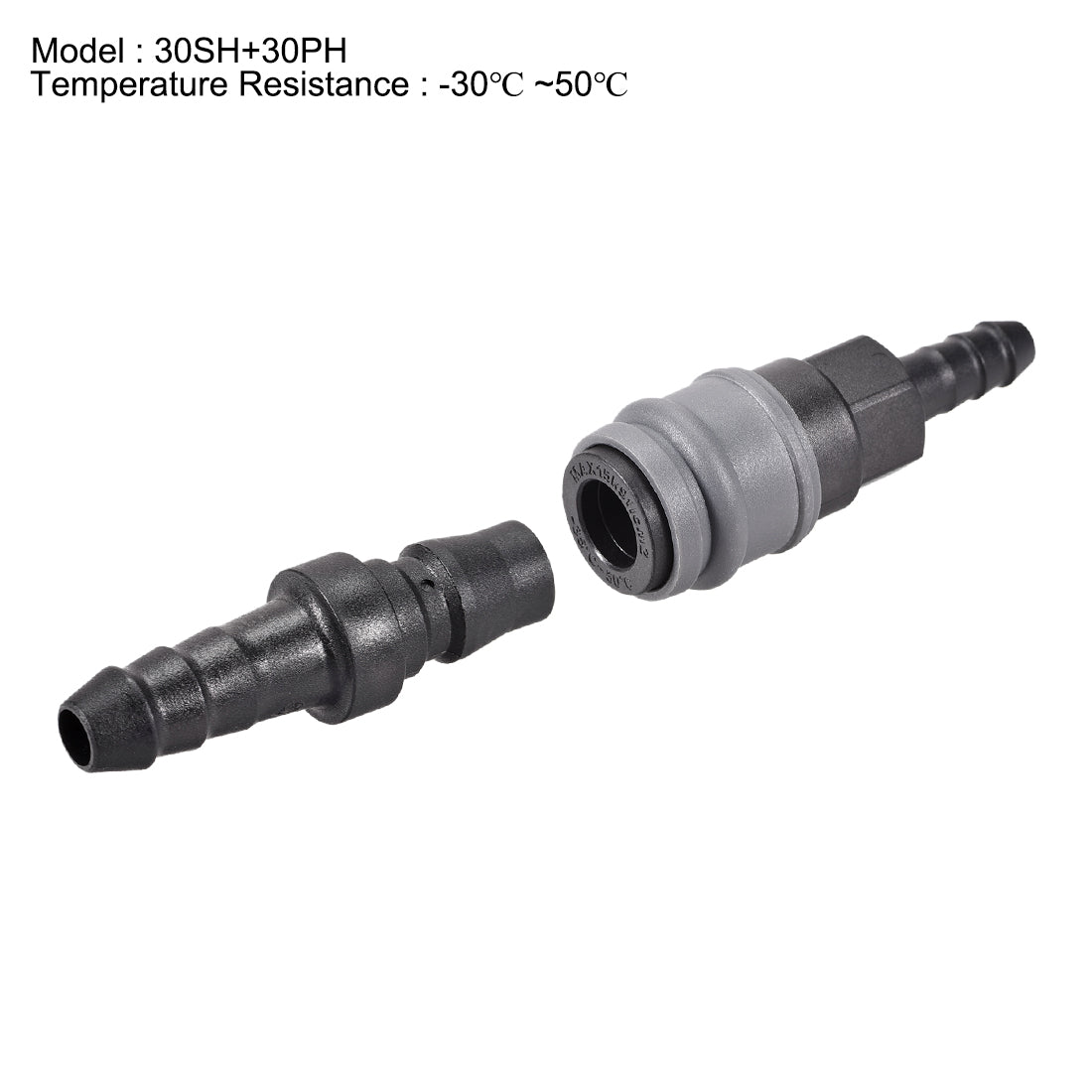 uxcell Uxcell Air Quick Coupler 30SH 30PH POM Disconnect Fitting Connector Plug 115mm Length for 10mm ID Hose 2 Set