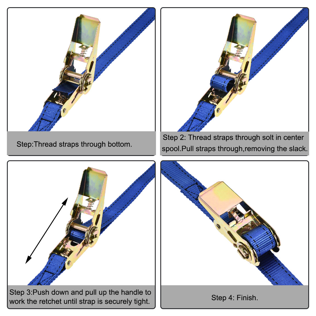 uxcell Lashing Strap 4M x 25mm Cargo Tie Down Straps with Ratchet Buckle up to 800kg Blue