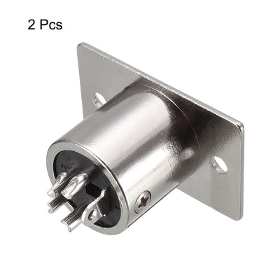 Harfington Uxcell 4-Pin XLR Male Jack Panel Mount For Microphone Connector Adapter Converter Audio Speaker Silver Tone 2Pcs YL3083