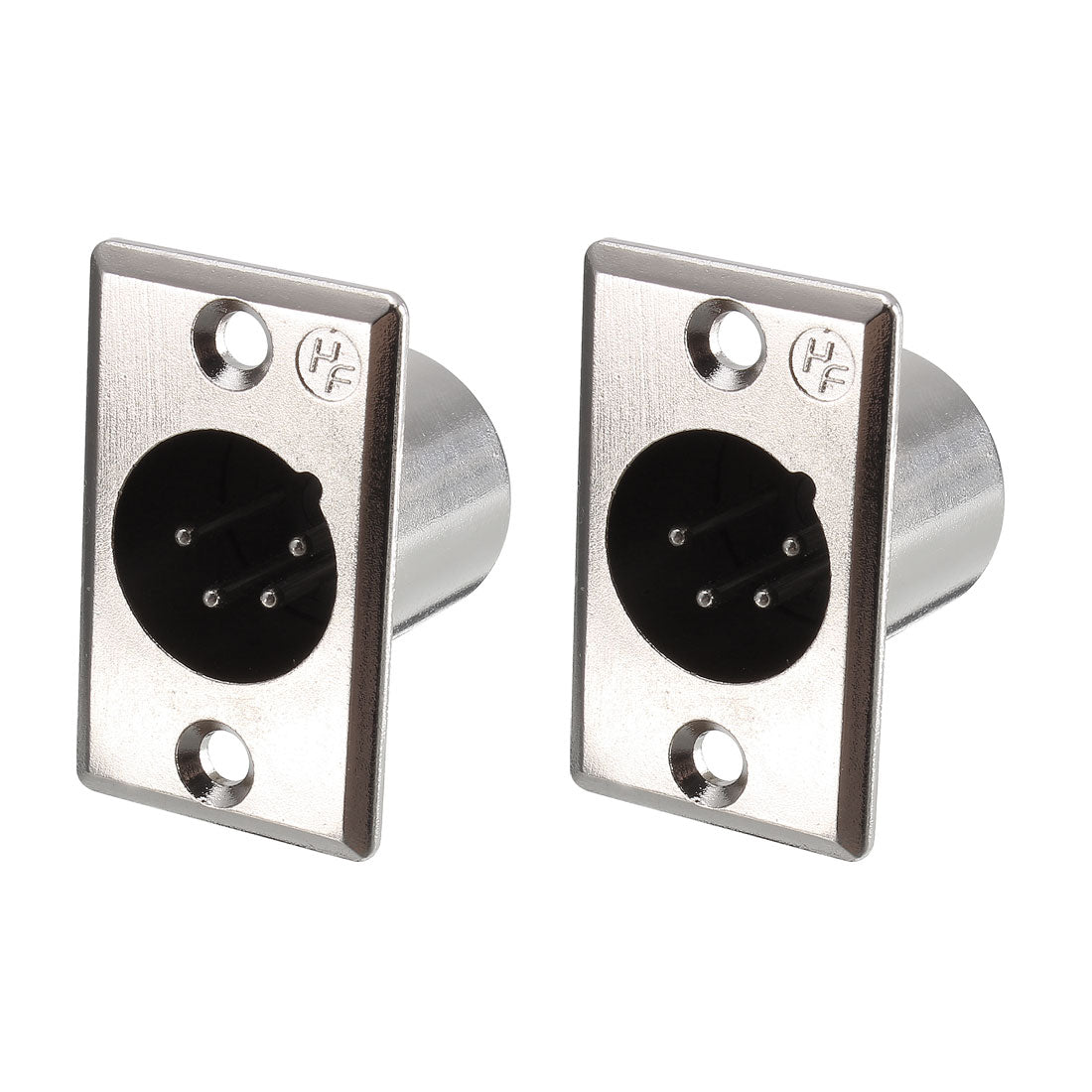 uxcell Uxcell 4-Pin XLR Male Jack Panel Mount For Microphone Connector Adapter Converter Audio Speaker Silver Tone 2Pcs YL3083