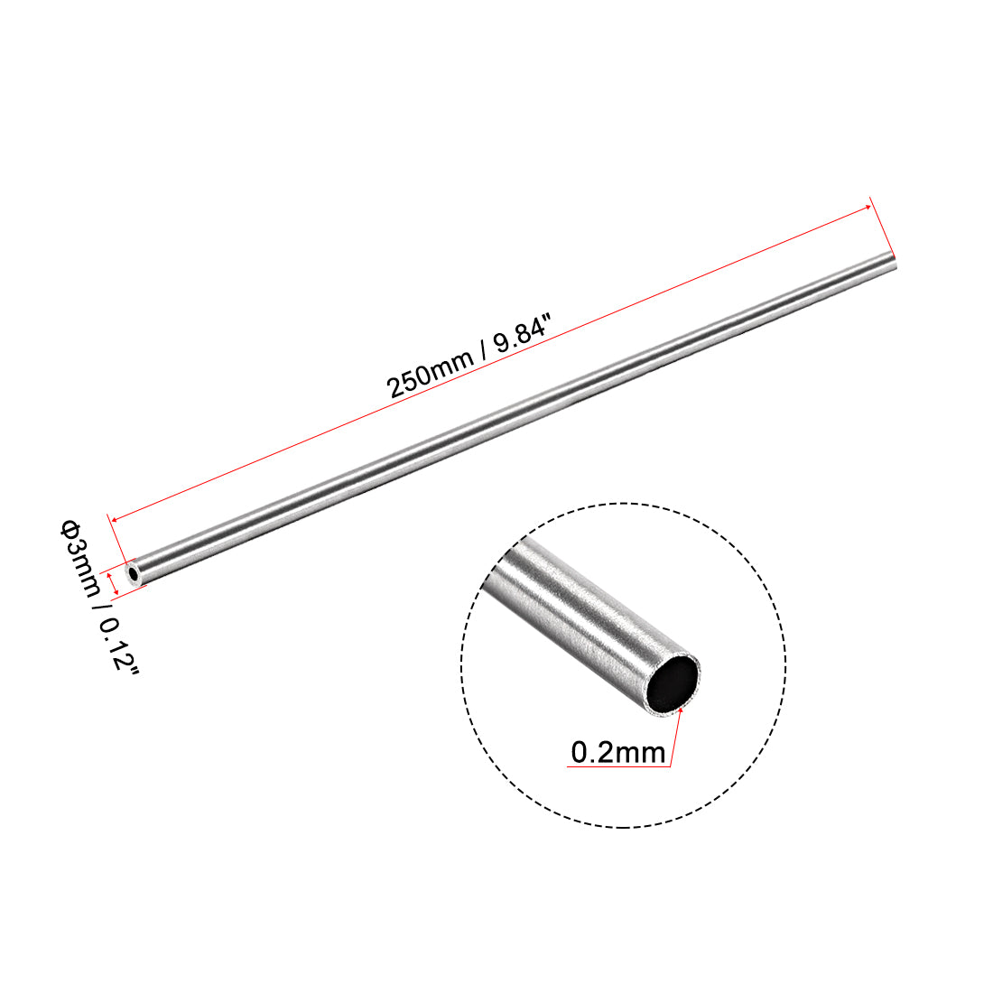 Harfington 304 Stainless Steel Round Tubing Seamless Pipes Tube