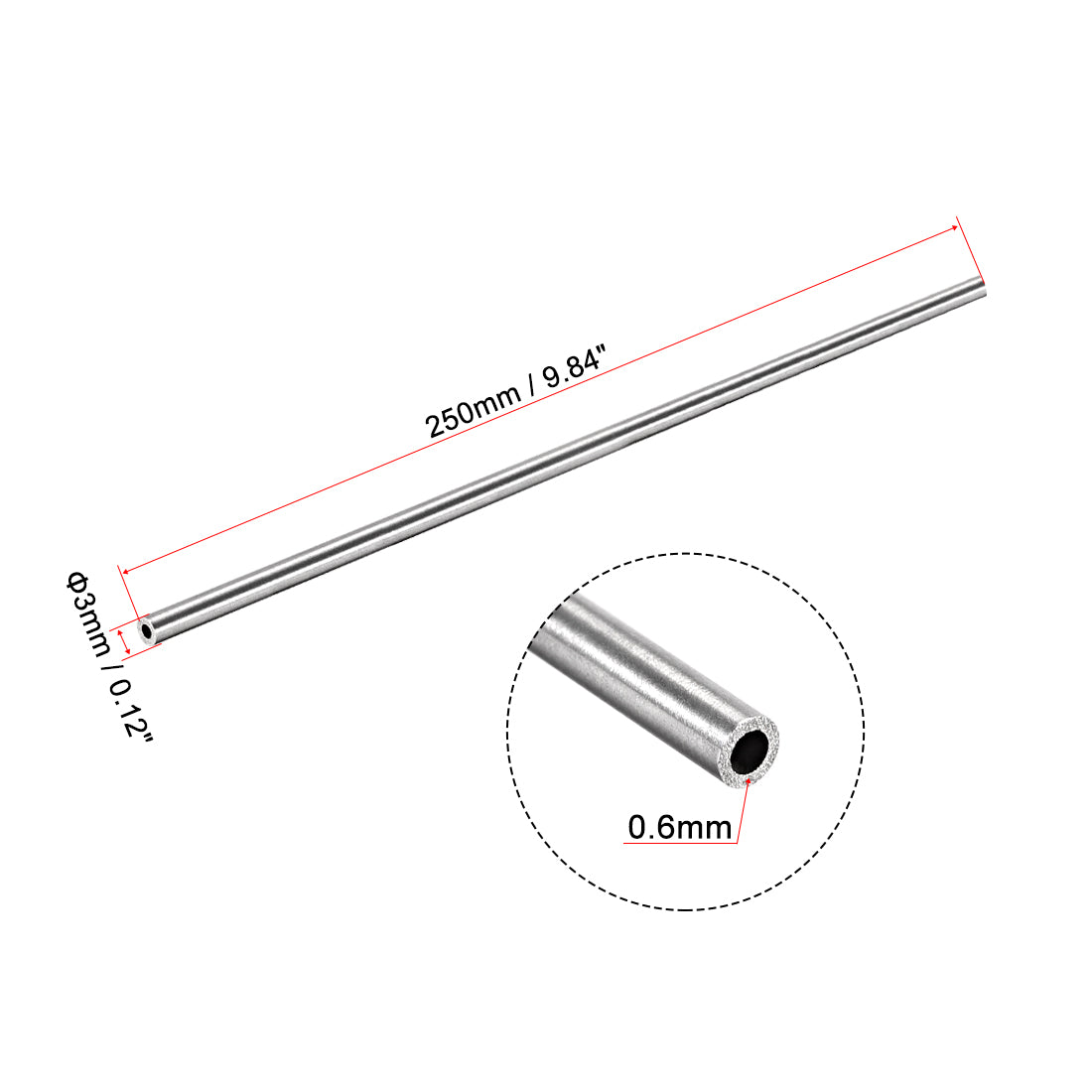 Harfington 304 Stainless Steel Round Tubing Seamless Pipes Tube