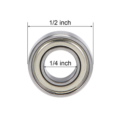 Harfington Uxcell R188ZZ Deep Groove Ball Bearings Z2 1/4x1/2x3/16 inch Double Shielded Chrome Steel 10pcs