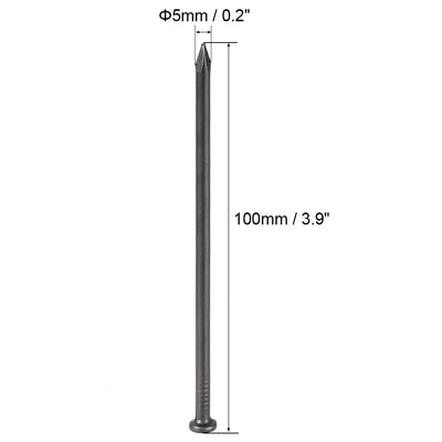 Harfington Uxcell Hardware Nails Carbon Steel Point Tip Wall Cement Nail 100mm 3.9-inch Black 10pcs