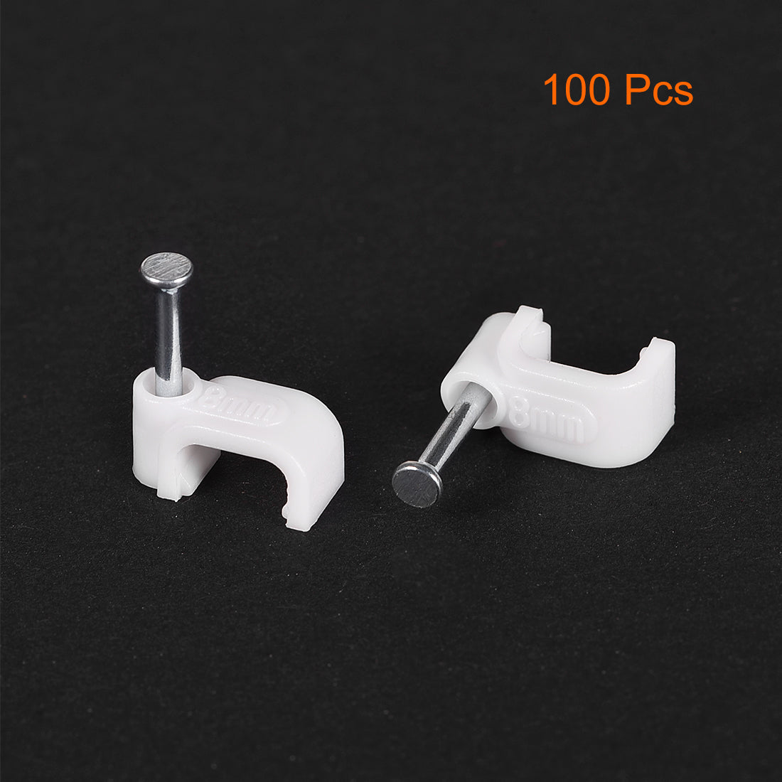 uxcell Uxcell Nail Cable Clips 8mm Clamps Wire Holder Square Fastener for Home Office Cords Management White 100Pcs