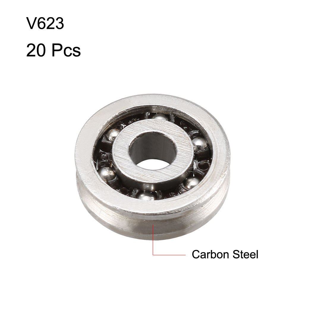 uxcell Uxcell V623Deep Groove Guide Pulley Rail Ball Bearings 3mmx10mmx3mm Open Type Carbon Steel Bearings 20pcs