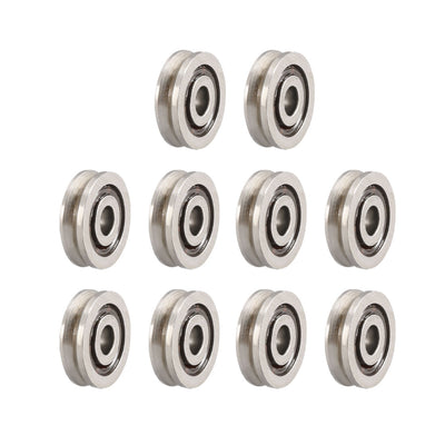 uxcell Uxcell V623  V-Groove Guide Pulley Rail Ball Bearings 3mmx10mmx3mm Carbon Steel Miniature Bearings 10pcs