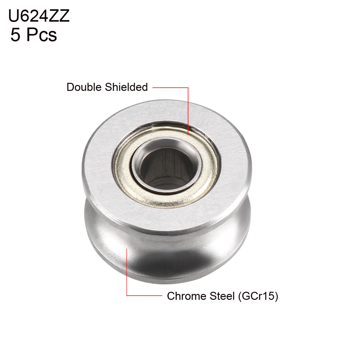 Harfington U624ZZ Deep Groove Guide Pulley Rail Ball Bearings 4mmx13mmx7mm Double Metal Shielded (GCr15) Chrome Steel Bearings 5pcs