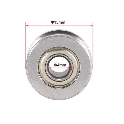 Harfington U624ZZ Deep Groove Guide Pulley Rail Ball Bearings 4mmx13mmx7mm Double Metal Shielded (GCr15) Chrome Steel Bearings 5pcs
