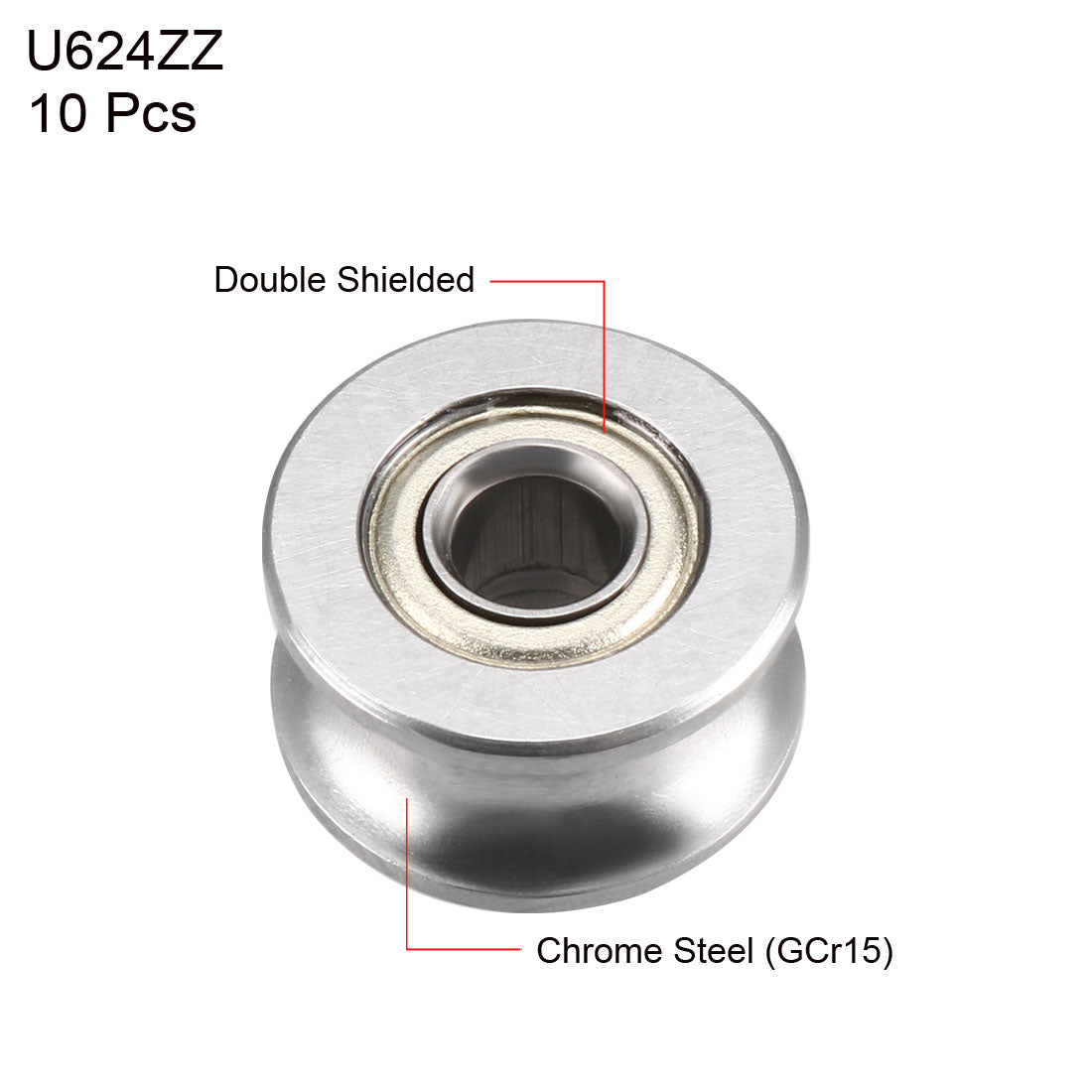 Harfington U624ZZ Deep Groove Guide Pulley Rail Ball Bearings 4mmx13mmx7mm Double Metal Shielded (GCr15) Chrome Steel Bearings 10pcs