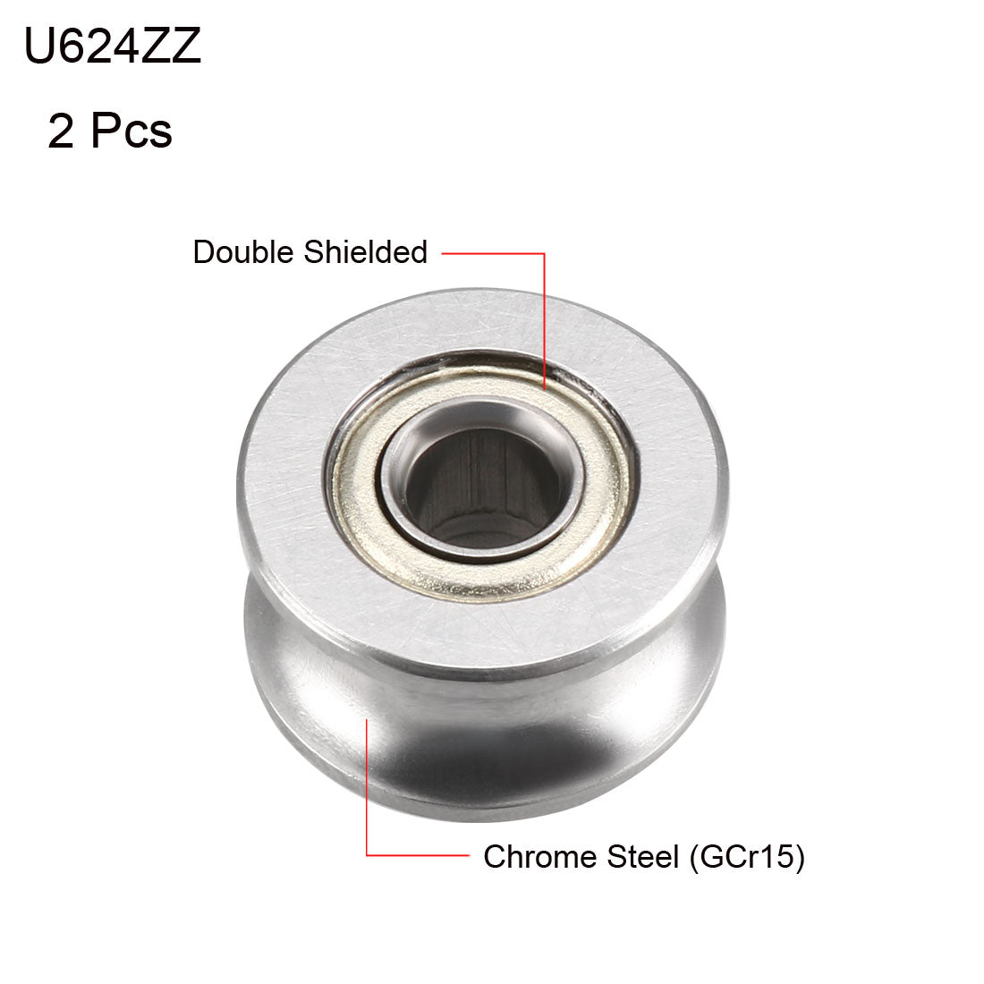 uxcell Uxcell U624ZZ Deep Groove Guide Pulley Rail Ball Bearings 4mmx13mmx7mm Double Metal Shielded (GCr15) Chrome Steel Bearings 2pcs
