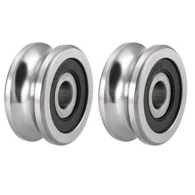 uxcell Uxcell SG25 Deep U Groove Ball Track Guide Bearing 8mmx30mmx14mm Double Sealed (GCr15) Chrome Steel Bearing 2pcs