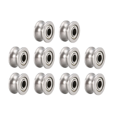 Harfington U624ZZ Deep Groove Guide Pulley Rail Ball Bearings 4mmx13mmx7mm Double Metal Shielded Carbon Steel Bearings 10pcs
