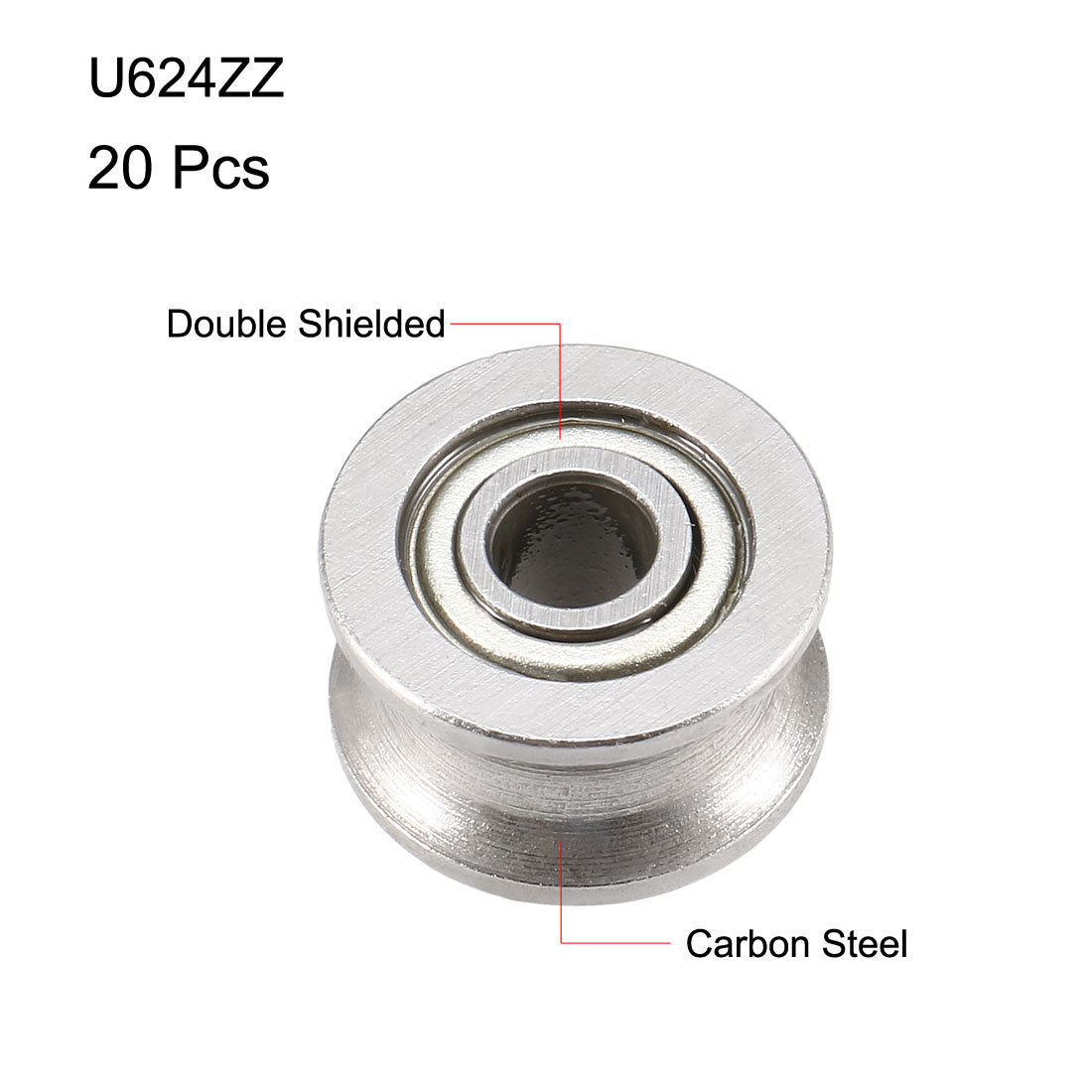 uxcell Uxcell U624ZZ Deep Groove Guide Pulley Rail Ball Bearings 4mmx13mmx7mm Double Metal Shielded Carbon Steel Bearings 20pcs