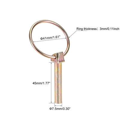 Harfington Uxcell Linch Pin with Ring 7.5mmx45mm Assortment Kit for Boat Trailer Tractor 5Pcs