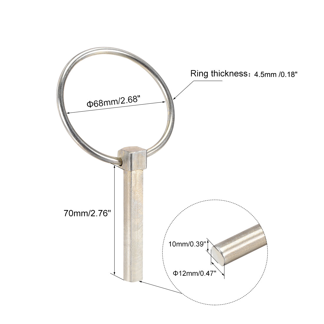 uxcell Uxcell Linch Pin with Ring 12mmx70mm Assortment Kit for Boat Trailer Tractor Horsebox