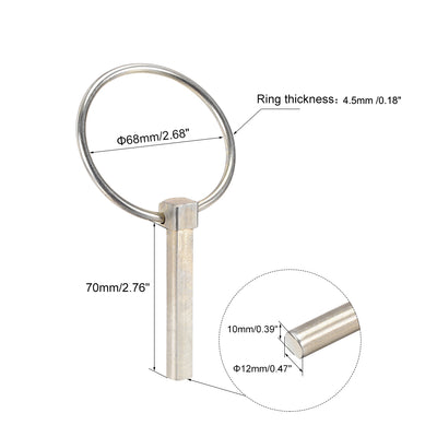 Harfington Uxcell Linch Pin with Ring 12mmx70mm Assortment Kit for Boat Trailer Tractor Horsebox