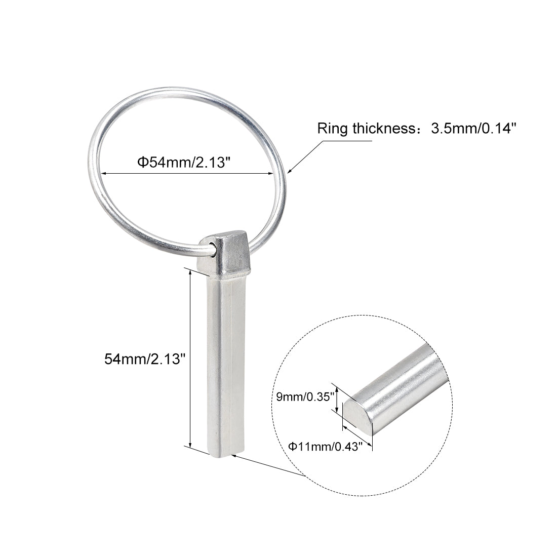 uxcell Uxcell Linch Pin with Ring 11mmx54mm Assortment Kit for Boat Trailer Tractor 3Pcs