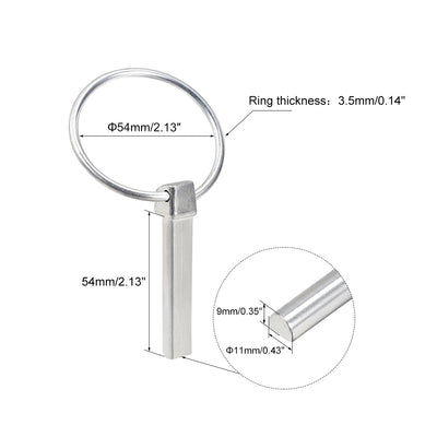 Harfington Uxcell Linch Pin with Ring 11mmx54mm Assortment Kit for Boat Trailer Tractor 3Pcs