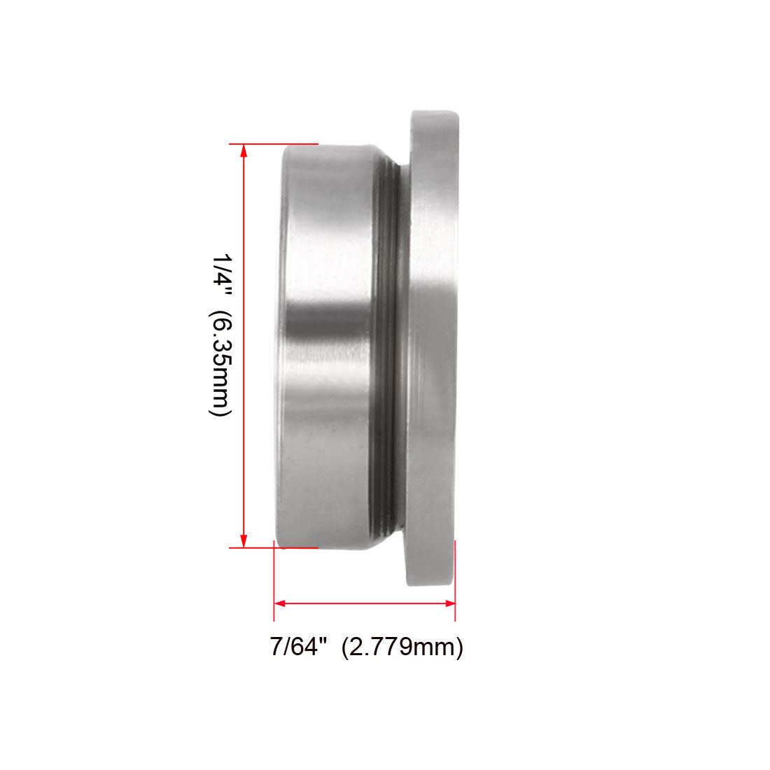 uxcell Uxcell FR144ZZ Flange Ball 1/8"x1/4"x7/64" Double Metal Double Shielded Bearings 10 Pcs