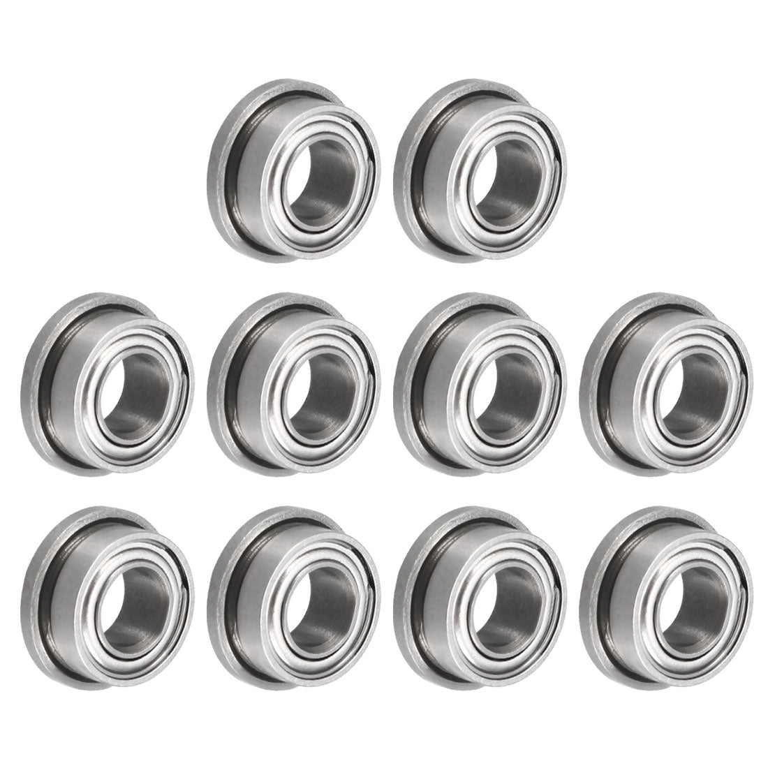 uxcell Uxcell FR144ZZ Flange Ball 1/8"x1/4"x7/64" Double Metal Double Shielded Bearings 10 Pcs