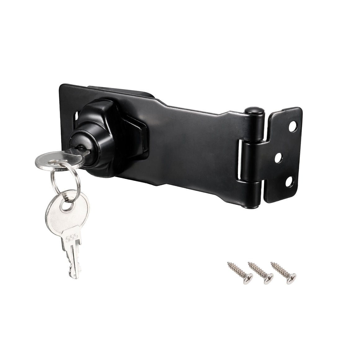 uxcell Uxcell 4-inch Keyed Hasp Locks w Screws for Door Keyed Alike Black