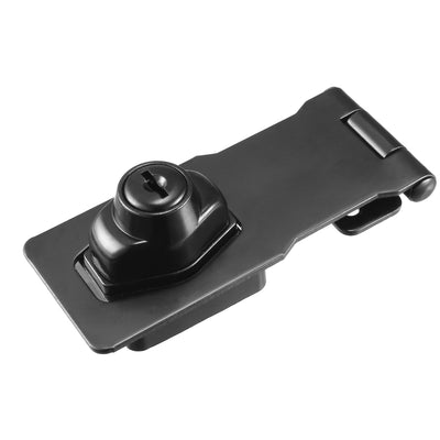 Harfington Uxcell 4-inch Keyed Hasp Locks w Screws for Door Keyed Alike Black 2Pcs