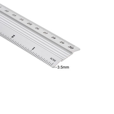Harfington Aluminum Ruler Precision Bevel Edge Metal Ruler Metric and Imperial Ruler