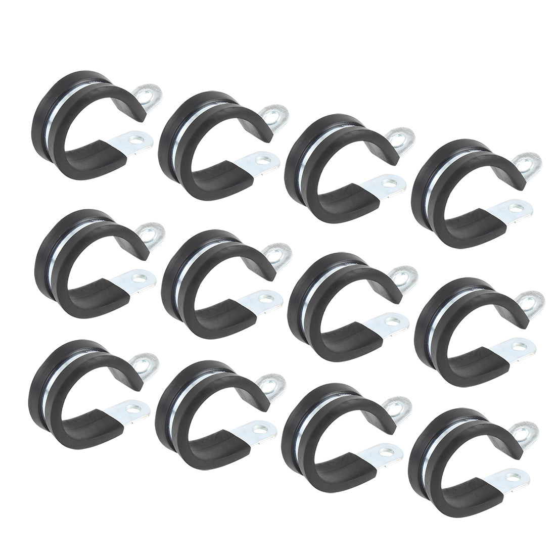 Harfington 12pcs R Shape Rubber Cable Pipe Clamp Hose Clip for Automotive