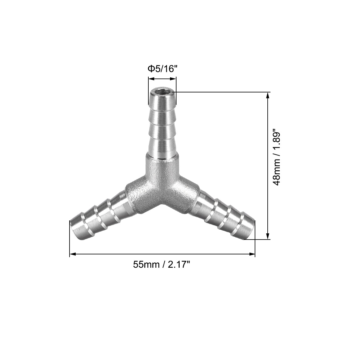 uxcell Uxcell 5/16-Inch (8mm) Hose ID Barb Fitting Stainless Steel 3 Way Y Shaped Union Home Brew Fitting