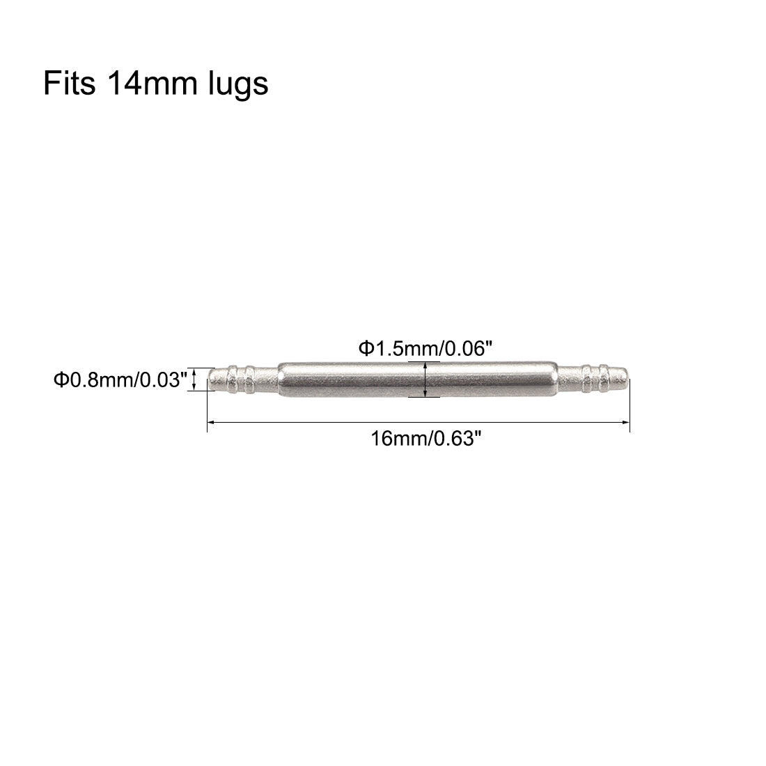 uxcell Uxcell Spring Bar Pins 14mmx1.5mm Double Fringe Stainless Steel Watch Band Pins 20Pcs