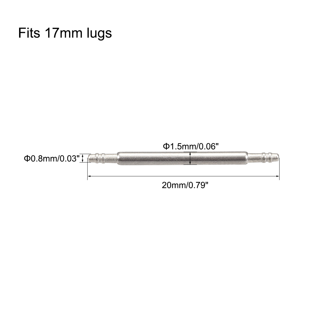 uxcell Uxcell Spring Bar Pins 17mmx1.5mm Double Fringe Stainless Steel Watch Band Pins 20Pcs