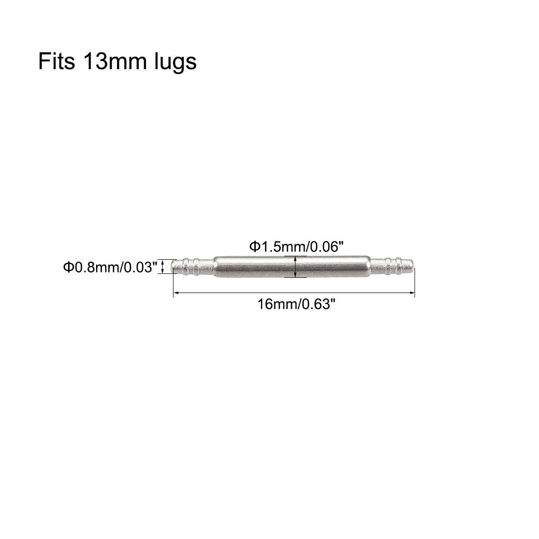 uxcell Uxcell Spring Bar Pins 13mmx1.5mm Double Fringe 316 Stainless Steel for Watch Band 2Pcs