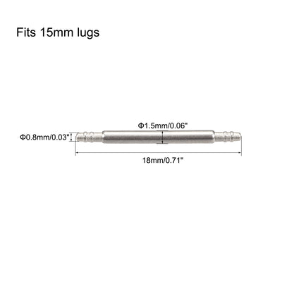 Harfington Uxcell Spring Bar Pins 15mmx1.5mm Double Fringe 316 Stainless Steel for Watch Band 2Pcs