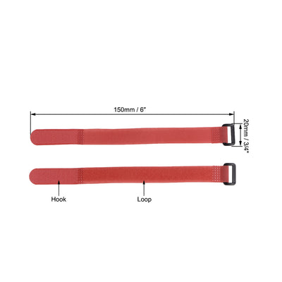 Harfington Uxcell 10pcs Hook and Loop Straps 3/4-inch x 6-inch Securing Straps Cable Tie (Red)
