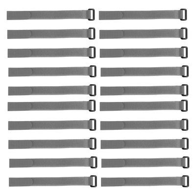 uxcell Uxcell 20pcs Hook and Loop Straps 3/4-inch x 14-inch Securing Straps Cable Tie (Gray)