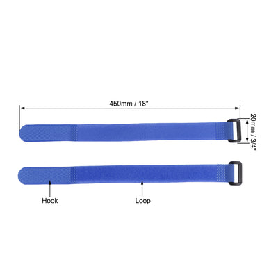 Harfington Uxcell 20pcs Hook and Loop Straps 3/4-inch x 18-inch Securing Straps Cable Tie (Blue)