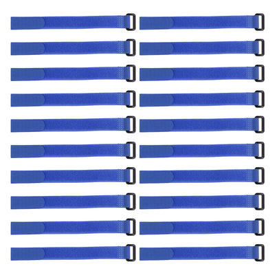 uxcell Uxcell 20pcs Hook and Loop Straps 3/4-inch x 18-inch Securing Straps Cable Tie (Blue)