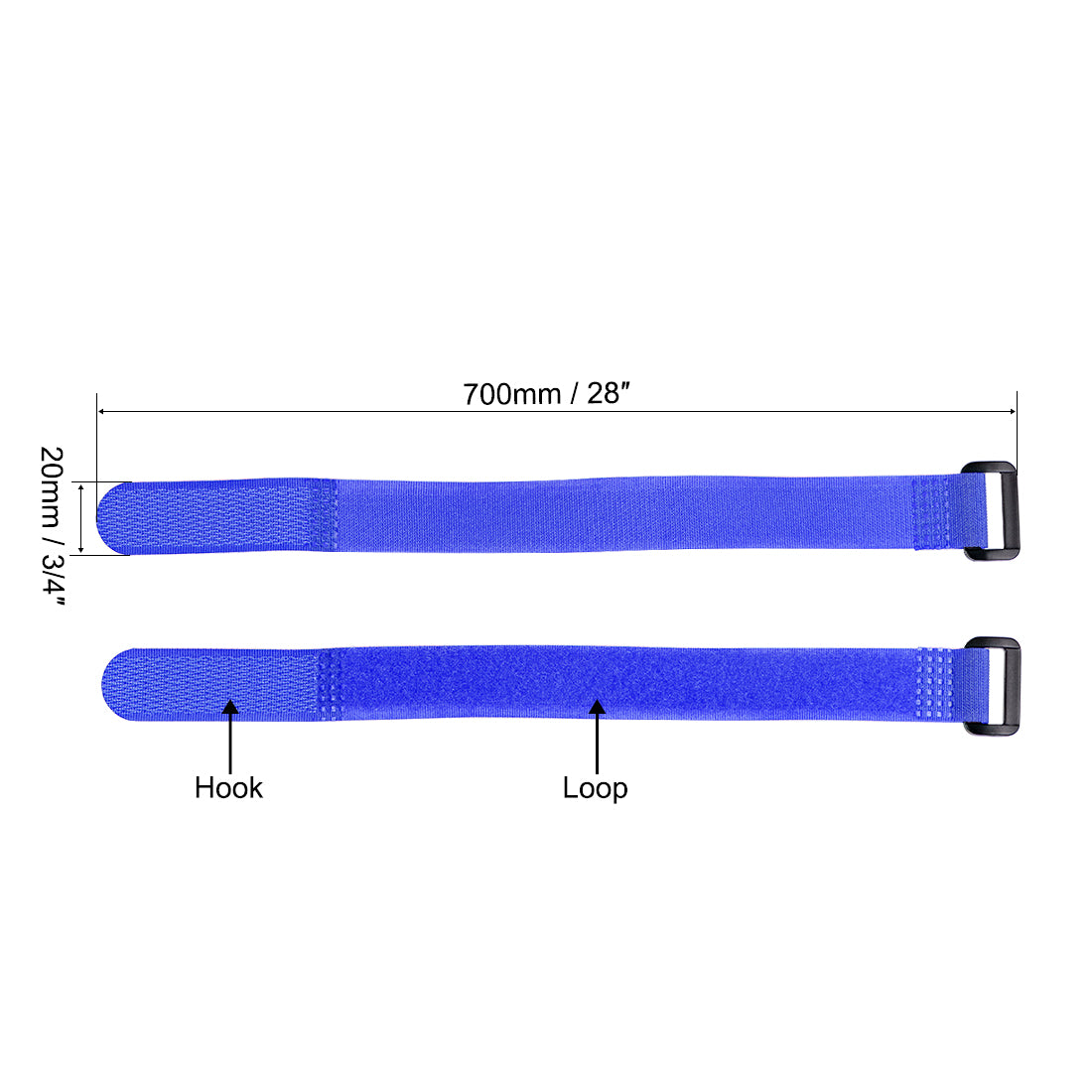 uxcell Uxcell 2pcs Hook and Loop Straps 3/4-inch x 28-inch Securing Straps Cable Tie (Blue)