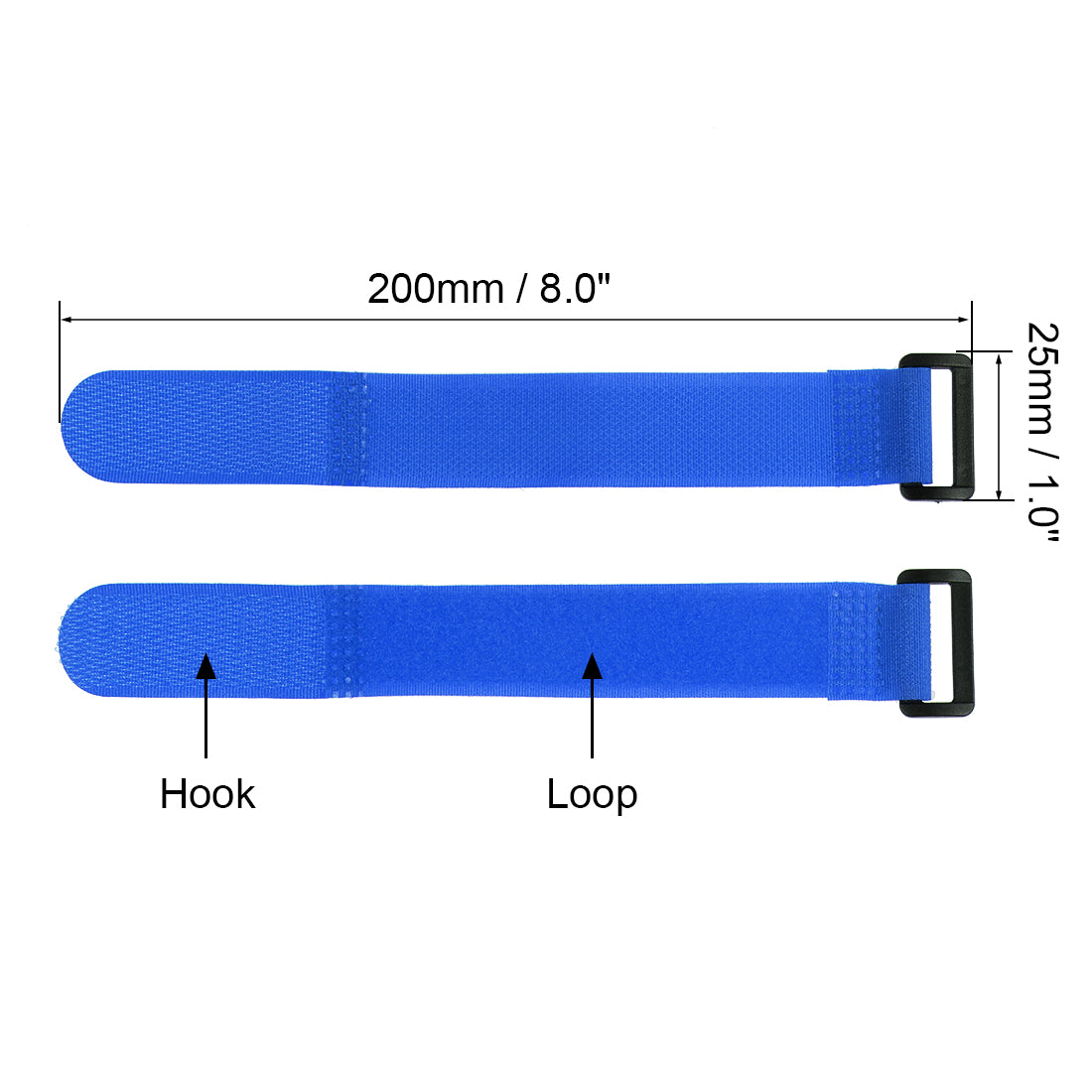 uxcell Uxcell 20pcs Hook and Loop Straps 1-inch x 8-inch Securing Straps Cable Tie (Blue)