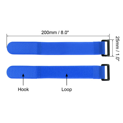 Harfington Uxcell 20pcs Hook and Loop Straps 1-inch x 8-inch Securing Straps Cable Tie (Blue)