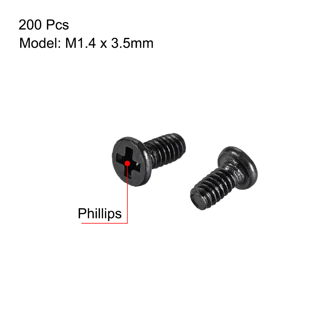 Harfington Carbon Steel Black Oxide M1.4 Phillips Computer Screws