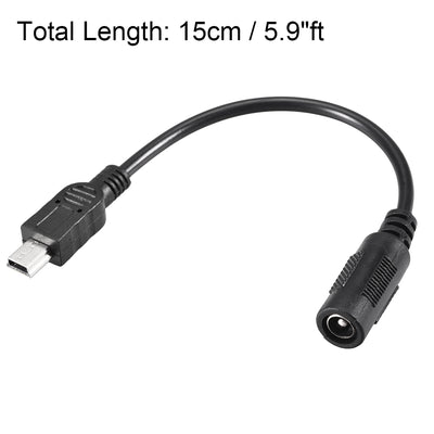 Harfington 15cm DC Female Power Supply 5.5x2.1mm Adapter to Mini USB Plug Male Cable