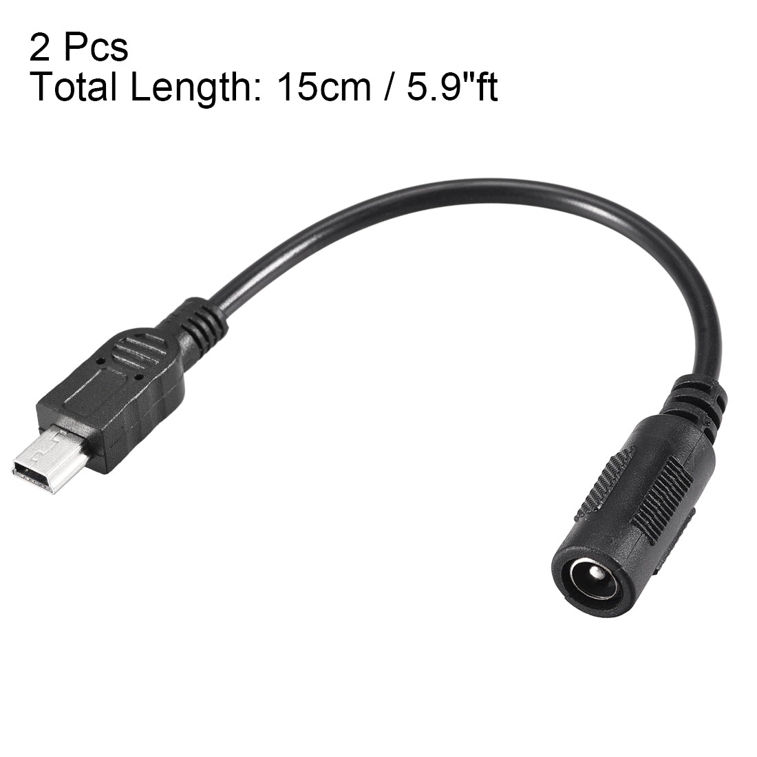 uxcell Uxcell 15cm DC Female Power Supply 5.5x2.1mm Adapter to Mini USB Plug Male Cable 2pcs