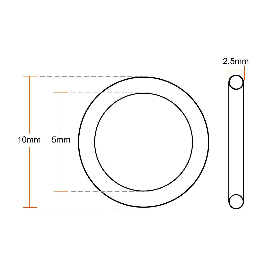 uxcell Uxcell Fluorine Rubber O-Rings 10mm OD 5mm ID 2.5mm Width, Metric FKM Sealing Gasket, Pack of 10
