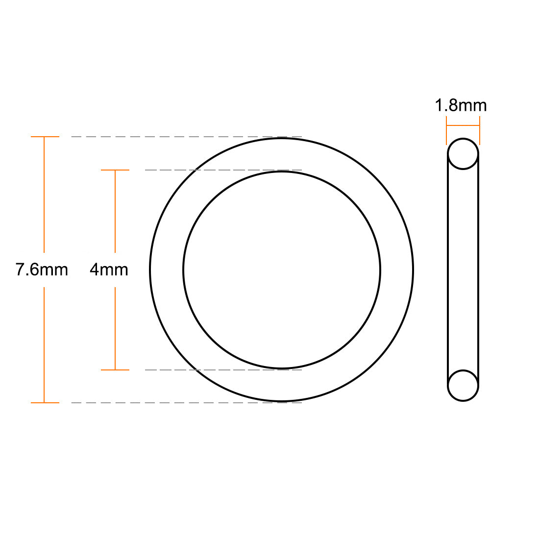 uxcell Uxcell Fluorine Rubber O-Rings 7.6mm OD 4mm ID 1.8mm Width, Metric FKM Sealing Gasket, Pack of 5